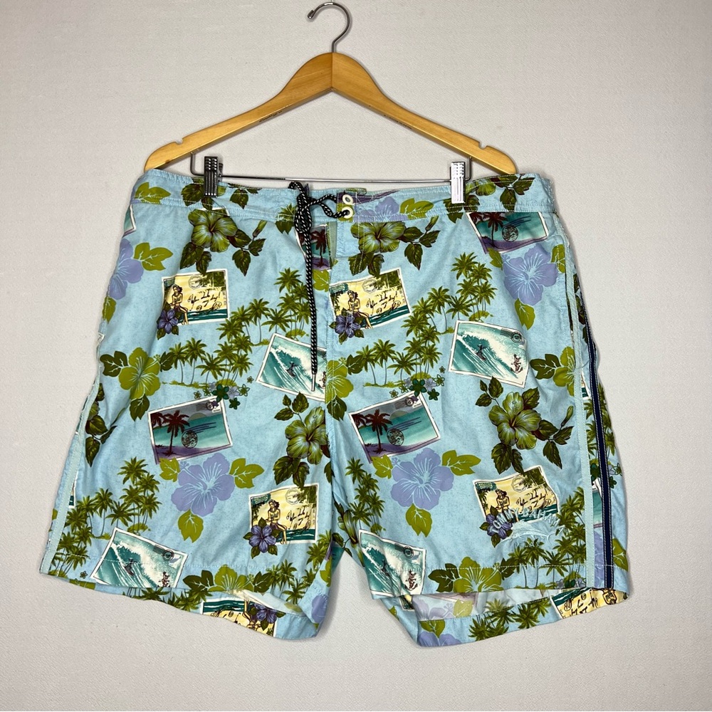 Tommy Bahama Swim Trunks Shorts Mens Graphic Lined Pockets Hula Girl Size XXL